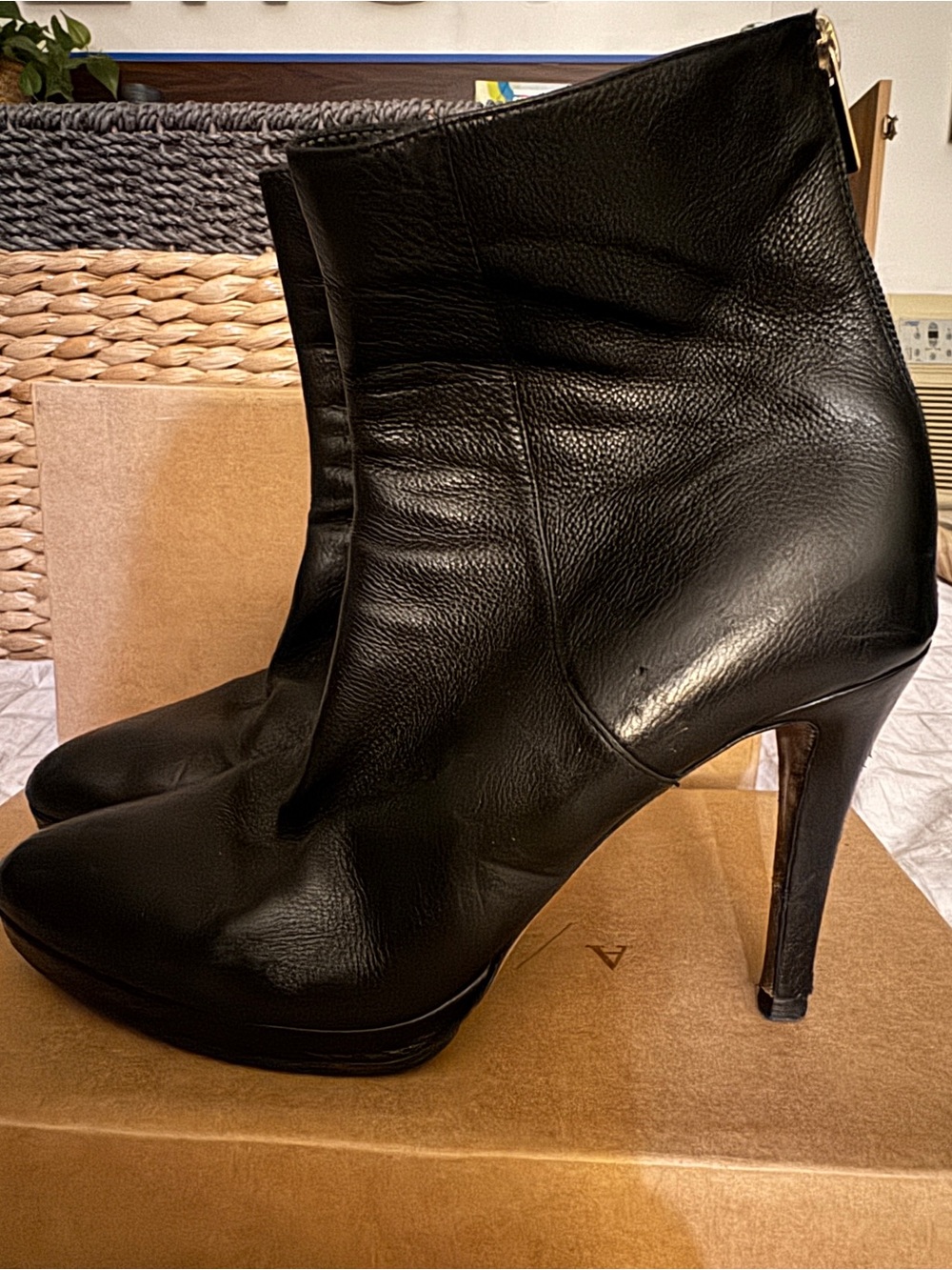 Jimmy Choo Black Leather High Heel Ankle Booties